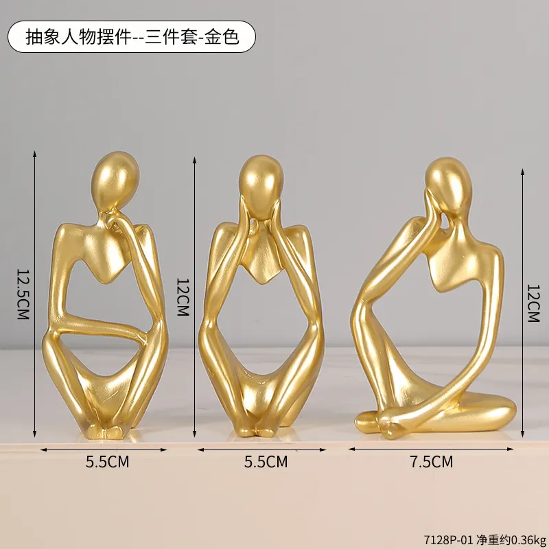 Resin "Thinker" Mini Abstract Figurine – Nordic-Style Decor for Office Bookshelves and Displays