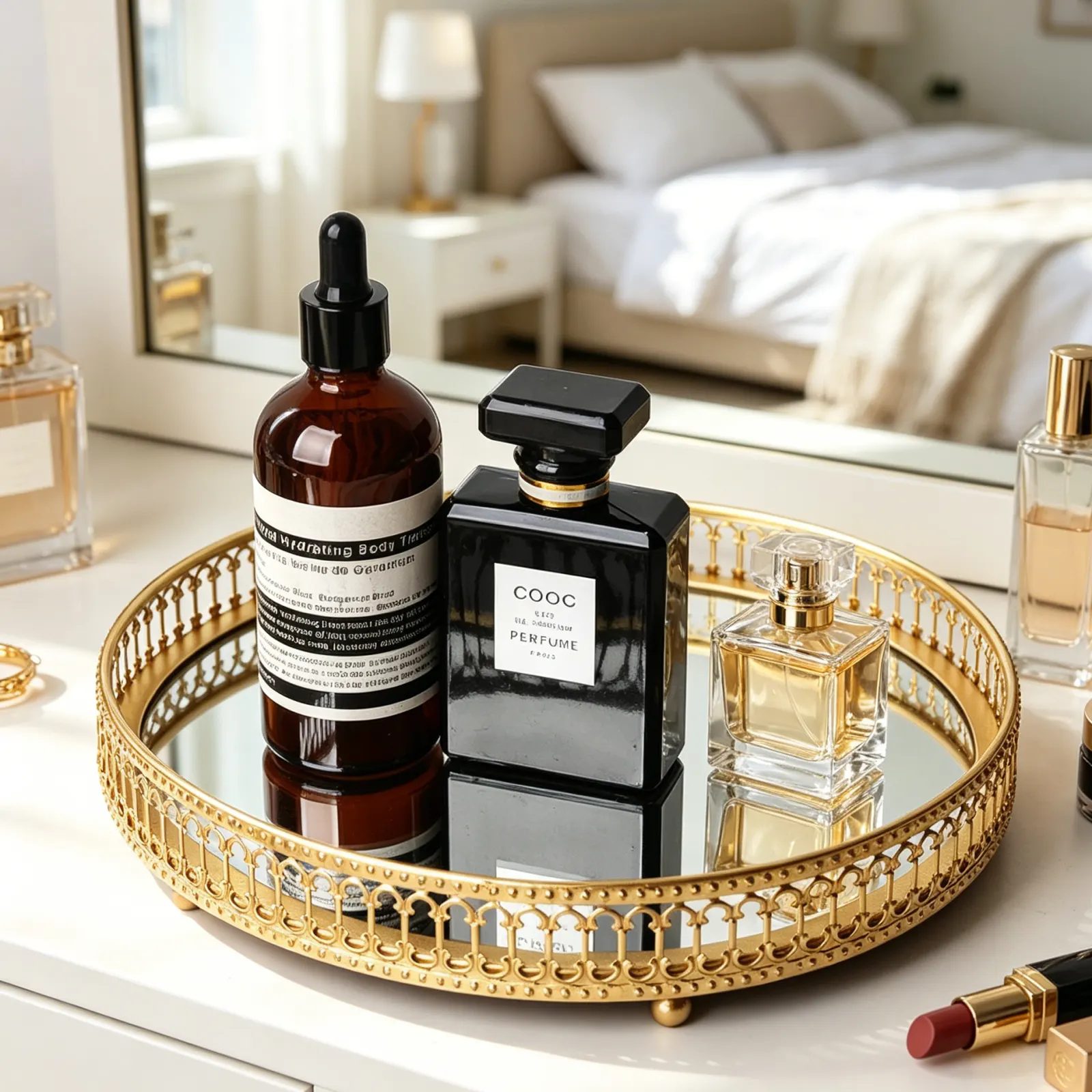 Luxury INS-style mirrored jewelry storage tray/desktop storage box