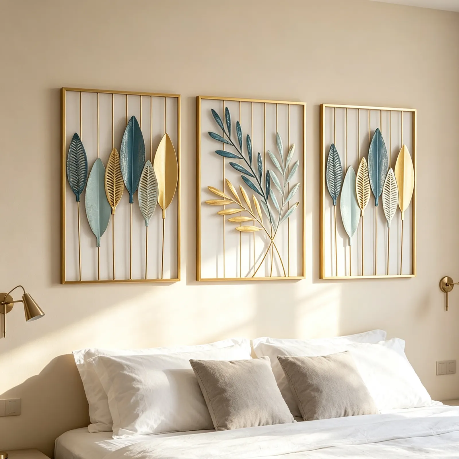 Wrought iron colorful leaf living room wall decoration