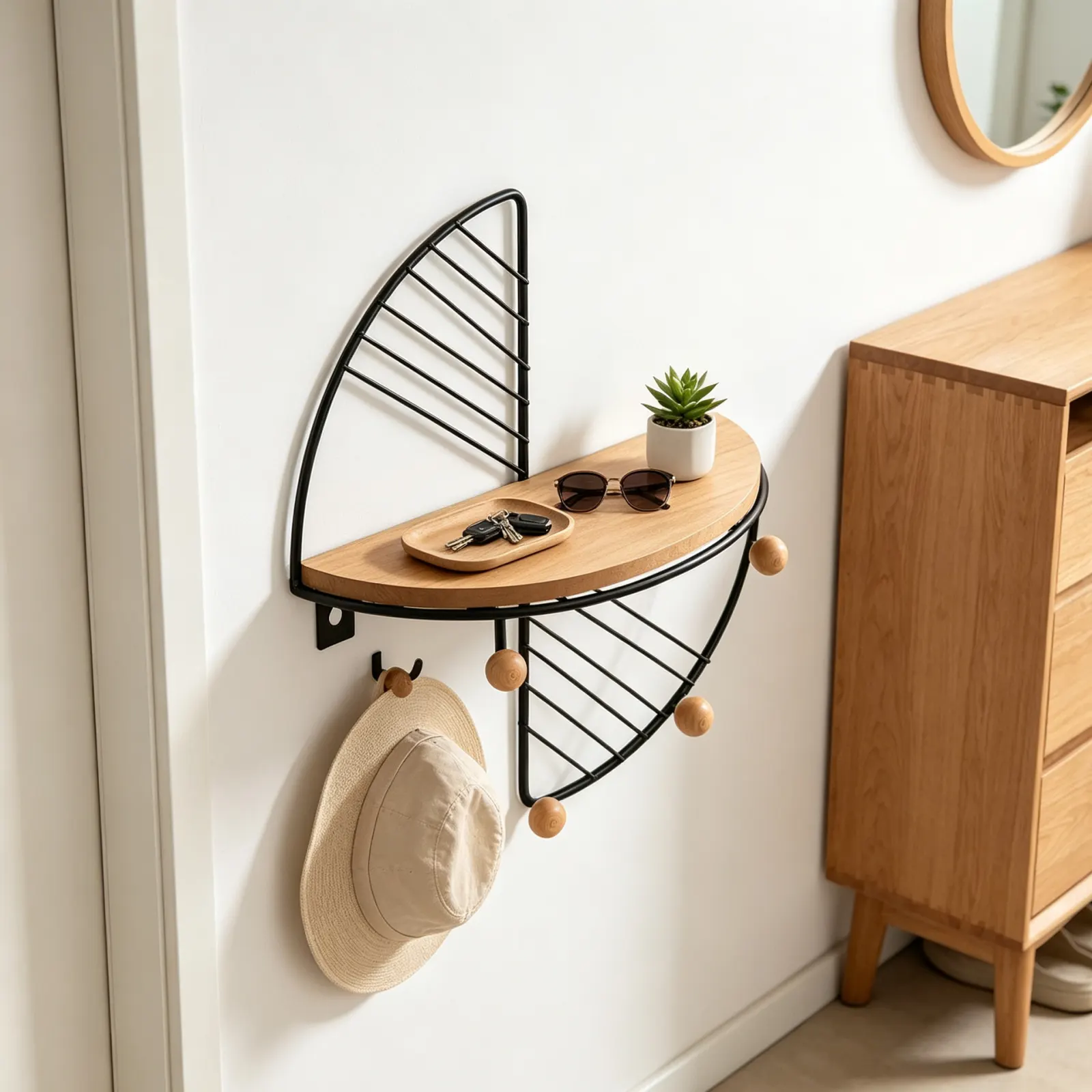 Iron fan-shaped storage rack