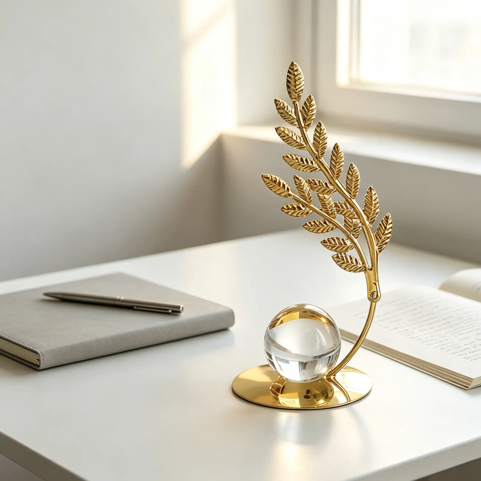 Luxury style wrought iron gold leaf crystal ball decoration