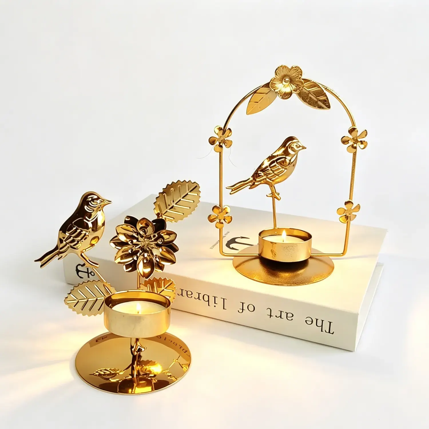 Creative Bird-Themed Wrought Iron Candle Holder – Home Decor